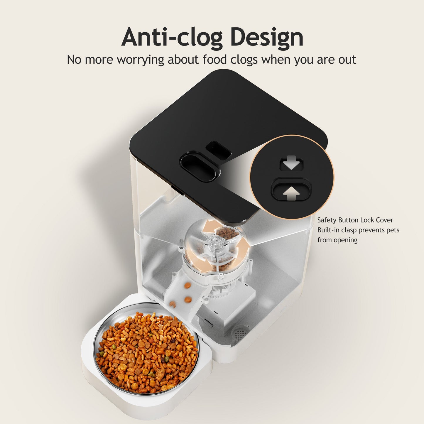 VOLUAS Automatic Cat Feeders, Pet Food Dispenser for Dry Food, Timed Cat Feeder with Desiccant Bag, Programmable Portion Size Control 4 Meals Per Day, 10s Voice Recorder