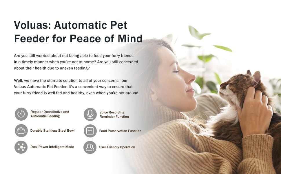 Voluas Automatic Cat eeders for Two Cats, Double Pet Feeder with 2 StainessSsteelBowls,6L Tined Cat Feeder with Memory Function,PetFood Dst