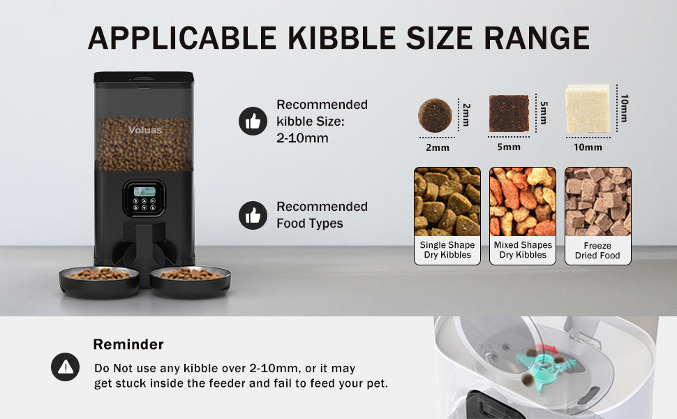 Voluas Automatic Cat eeders for Two Cats, Double Pet Feeder with 2 StainessSsteelBowls,6L Tined Cat Feeder with Memory Function,PetFood Dst