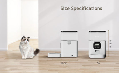 VOLUAS Automatic Cat Feeders, Pet Food Dispenser for Dry Food, Timed Cat Feeder with Desiccant Bag, Programmable Portion Size Control 4 Meals Per Day, 10s Voice Recorder